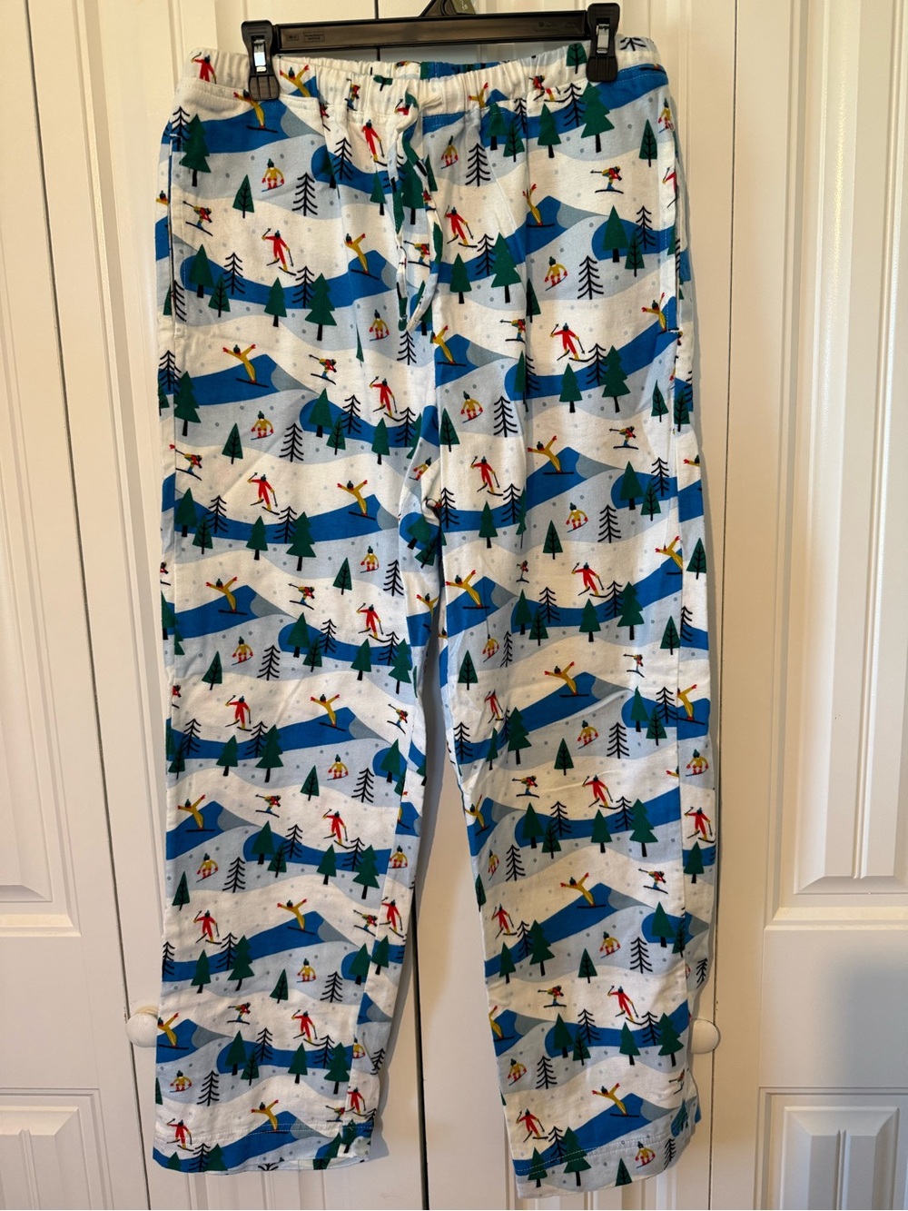 Hanna Andersson Men’s Pajama Pants M Winter Ski Graphic Print Drawstring